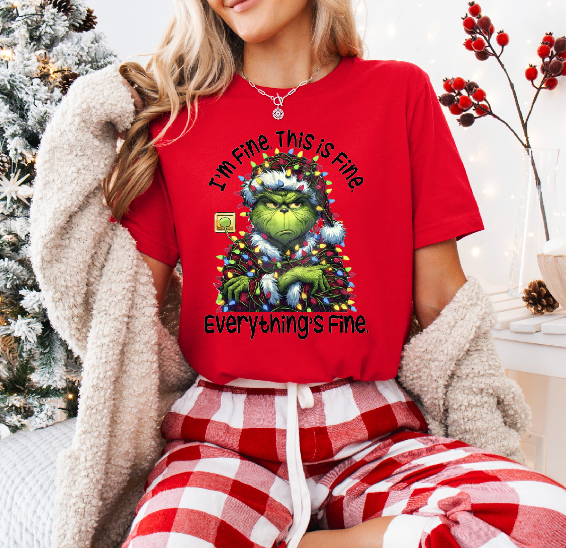 I'm fine This is Fine, Green Tee