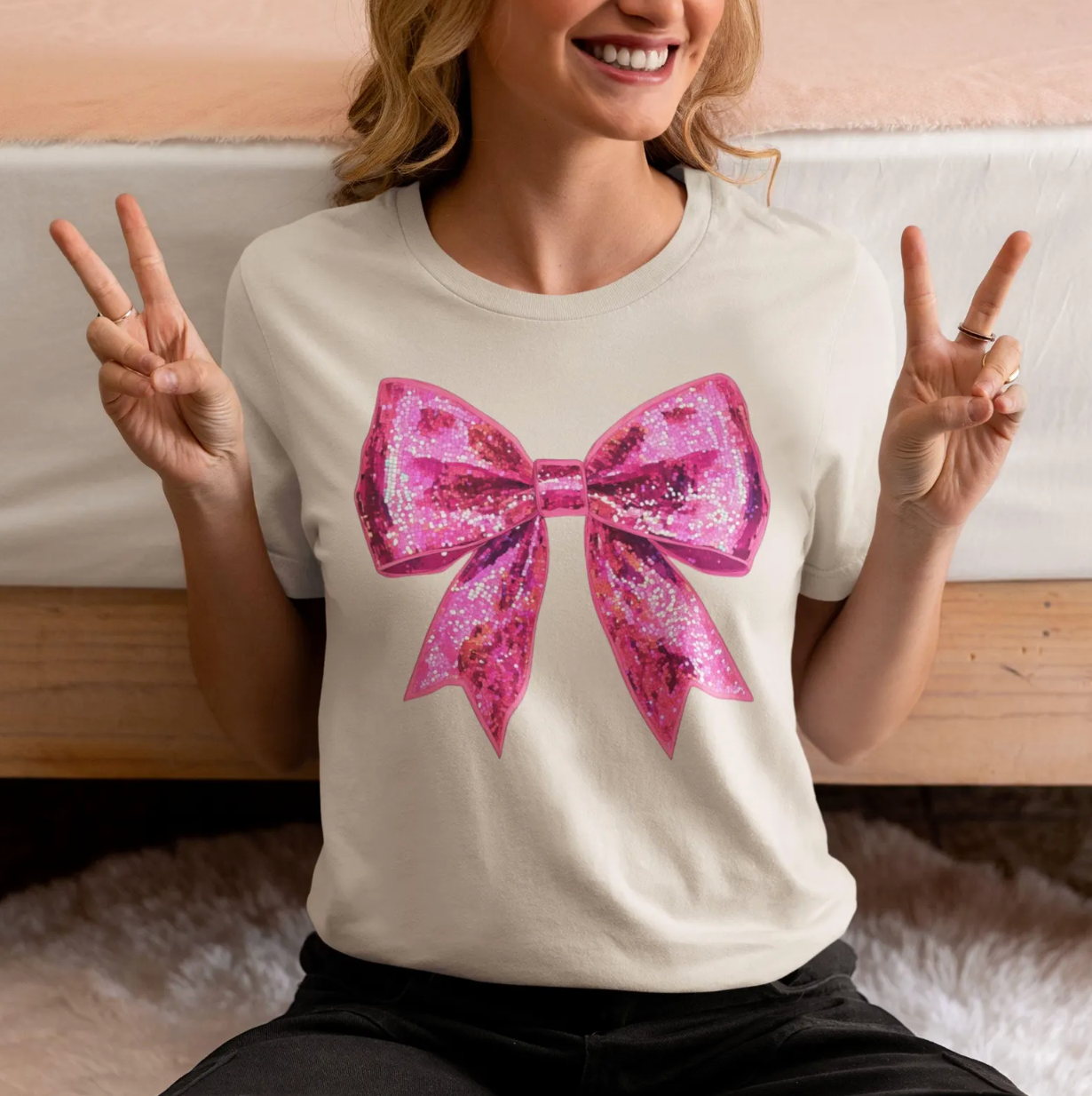 Hot Pink Sequin Bow Tee