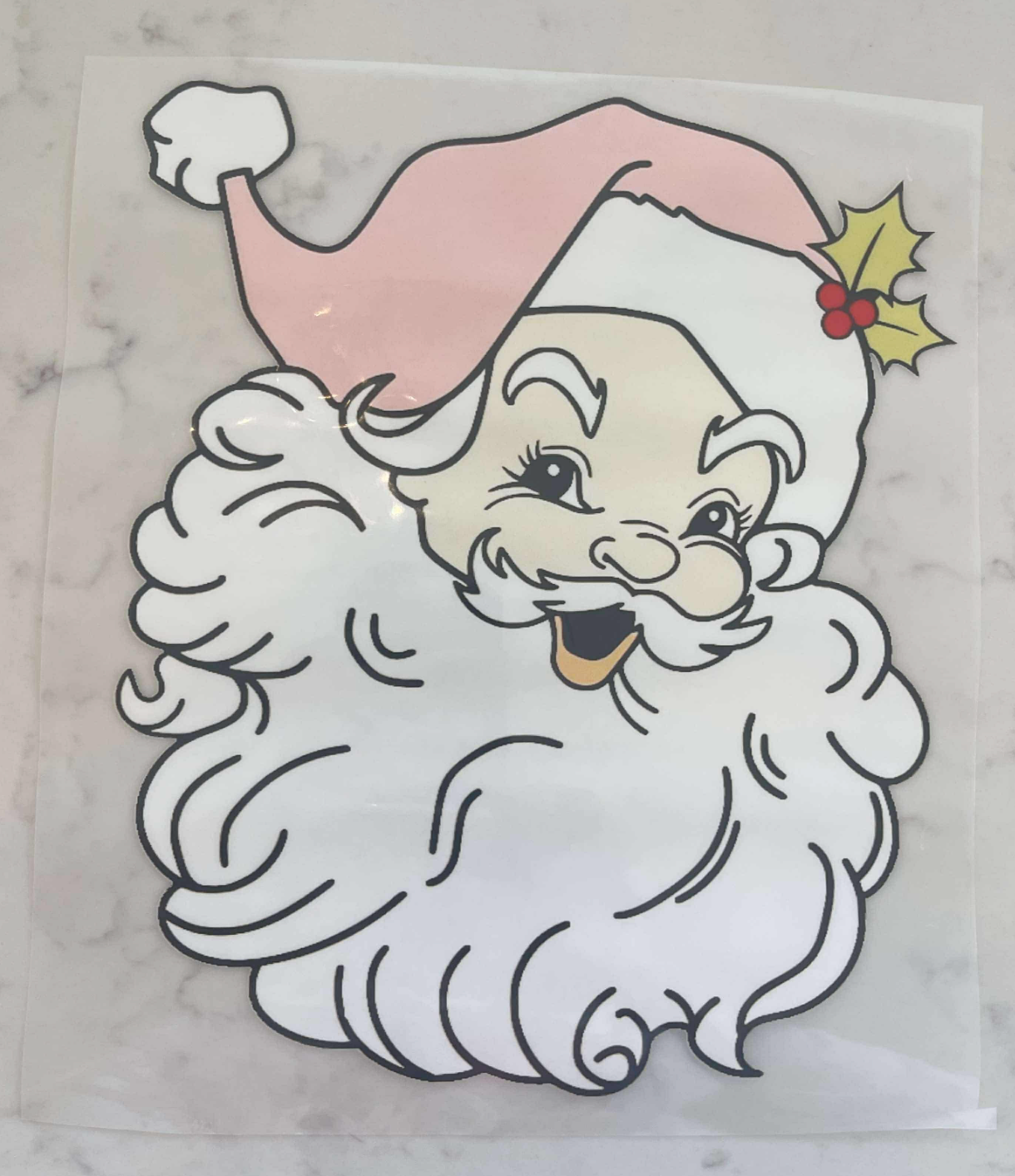 Vintage Pink Santa DTF Transfer