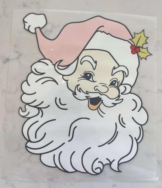 Vintage Pink Santa DTF Transfer