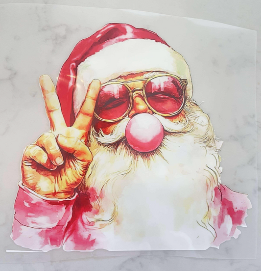 Pink Bubble Gum Santa DTF Transfer