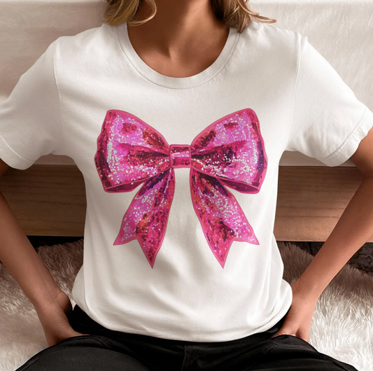 Hot Pink Sequin Bow Tee