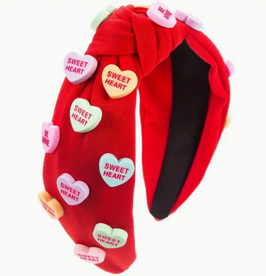 Valentine's Candy Hearts Headband Red