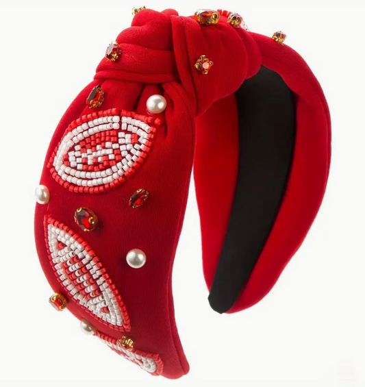 Football Red Beaded Headband