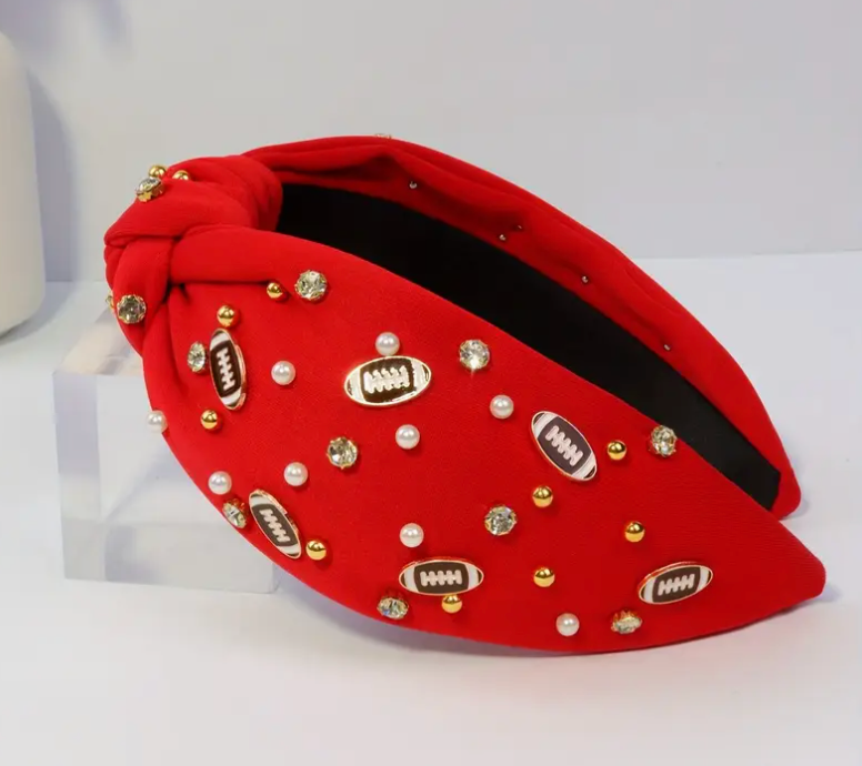 Football Red Beaded Headband