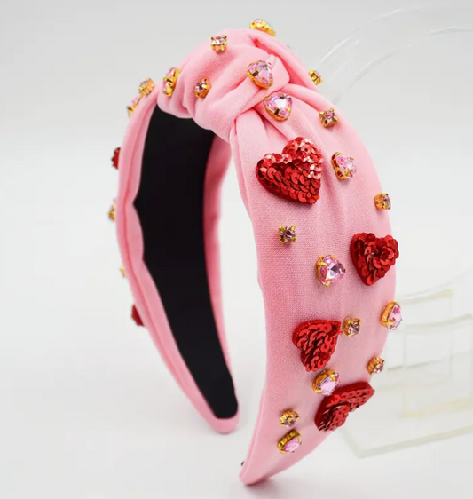 Valentine's Heart Beaded Headband