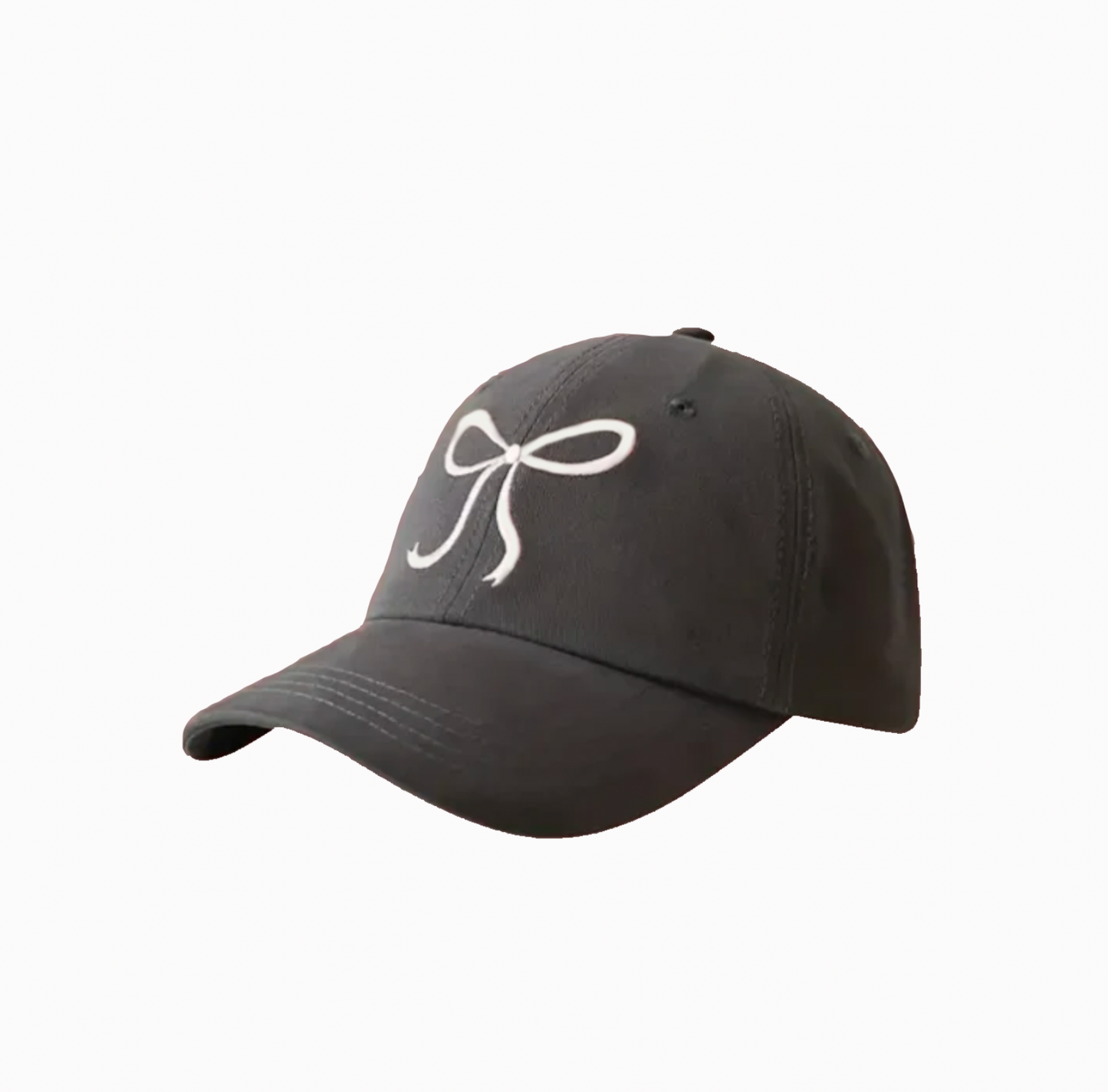 Embroidered Bow Baseball Hat Grey