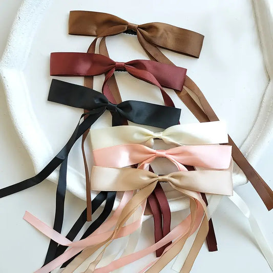 Satin Ribbon Bow Hair Clips